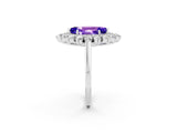 White gold Marquise Cut Halo Cluster Diamond Ring with Pave Band and Four-Prong Setting_15