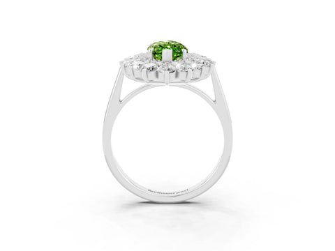 White gold Marquise Cut Halo Cluster Diamond Ring with Pave Band and Four-Prong Setting_15