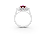 White gold Marquise Cut Halo Cluster Diamond Ring with Pave Band and Four-Prong Setting_15