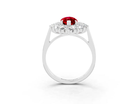 White gold Marquise Cut Halo Cluster Diamond Ring with Pave Band and Four-Prong Setting_15