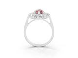White gold Marquise Cut Halo Cluster Diamond Ring with Pave Band and Four-Prong Setting_15