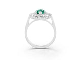 White gold Marquise Cut Halo Cluster Diamond Ring with Pave Band and Four-Prong Setting_15