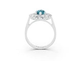 White gold Marquise Cut Halo Cluster Diamond Ring with Pave Band and Four-Prong Setting_15