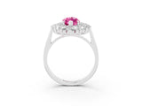 White gold Marquise Cut Halo Cluster Diamond Ring with Pave Band and Four-Prong Setting_15