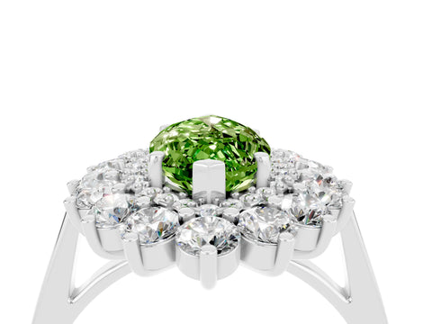 White gold Marquise Cut Halo Cluster Diamond Ring with Pave Band and Four-Prong Setting_16