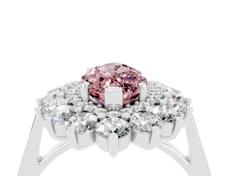 White gold Marquise Cut Halo Cluster Diamond Ring with Pave Band and Four-Prong Setting_16
