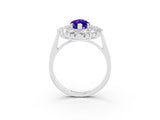 White gold Marquise Cut Halo Cluster Diamond Ring with Pave Band and Four-Prong Setting_16