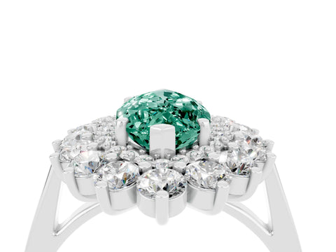 White gold Marquise Cut Halo Cluster Diamond Ring with Pave Band and Four-Prong Setting_16