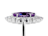White gold Marquise Cut Halo Cluster Diamond Ring with Pave Band and Four-Prong Setting_17