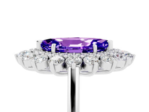 White gold Marquise Cut Halo Cluster Diamond Ring with Pave Band and Four-Prong Setting_17