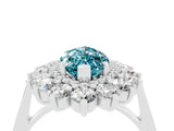 White gold Marquise Cut Halo Cluster Diamond Ring with Pave Band and Four-Prong Setting_17