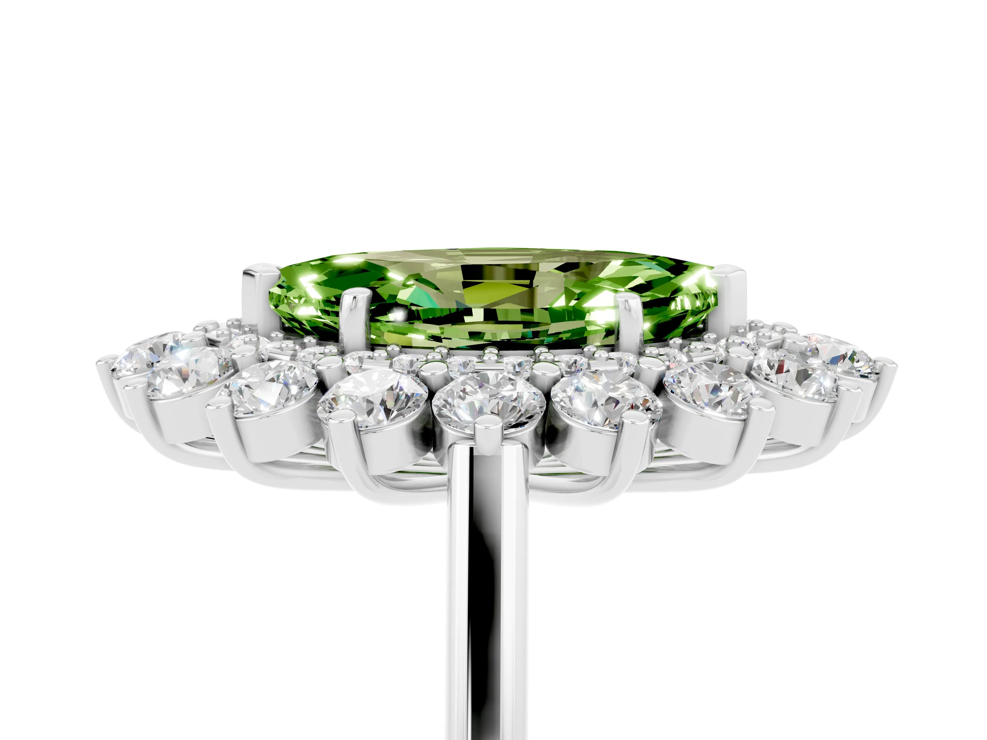 White gold Marquise Cut Halo Cluster Diamond Ring with Pave Band and Four-Prong Setting_18