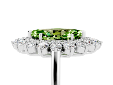 White gold Marquise Cut Halo Cluster Diamond Ring with Pave Band and Four-Prong Setting_18