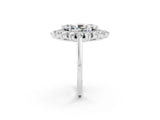 White gold Marquise Cut Halo Cluster Diamond Ring with Pave Band and Four-Prong Setting_20