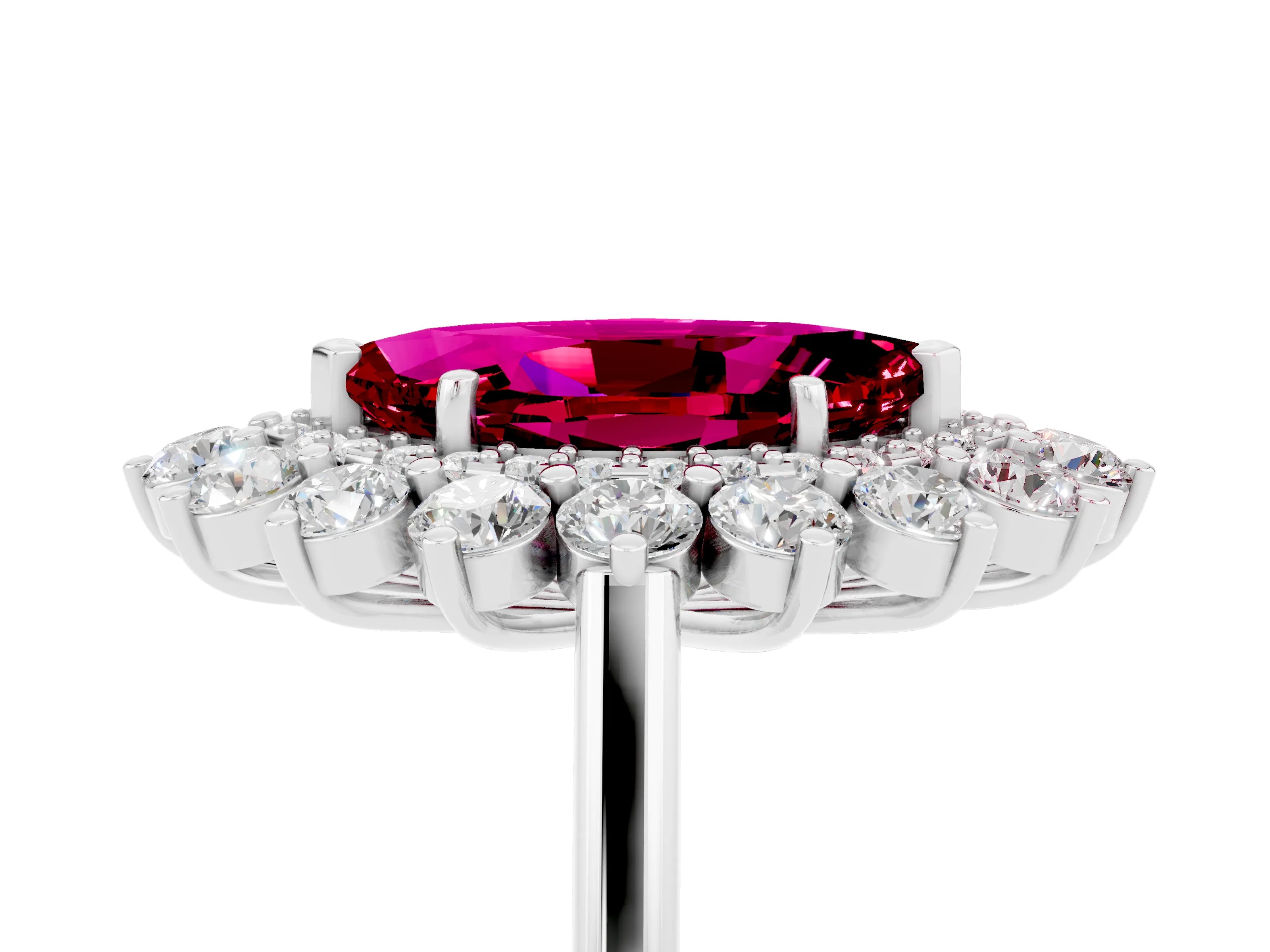 White gold Marquise Cut Halo Cluster Diamond Ring with Pave Band and Four-Prong Setting_20