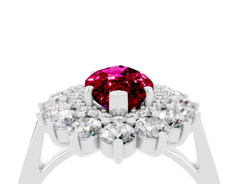 White gold Marquise Cut Halo Cluster Diamond Ring with Pave Band and Four-Prong Setting_22