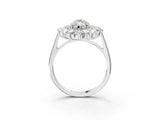 White gold Marquise Cut Halo Cluster Diamond Ring with Pave Band and Four-Prong Setting_22