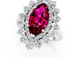 White gold Marquise Cut Halo Cluster Diamond Ring with Pave Band and Four-Prong Setting_23