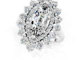 White gold Marquise Cut Halo Cluster Diamond Ring with Pave Band and Four-Prong Setting_24