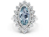 White gold Marquise Cut Halo Cluster Diamond Ring with Pave Band and Four-Prong Setting_24