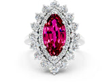 White gold Marquise Cut Halo Cluster Diamond Ring with Pave Band and Four-Prong Setting_24