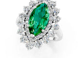 White gold Marquise Cut Halo Cluster Diamond Ring with Pave Band and Four-Prong Setting_25