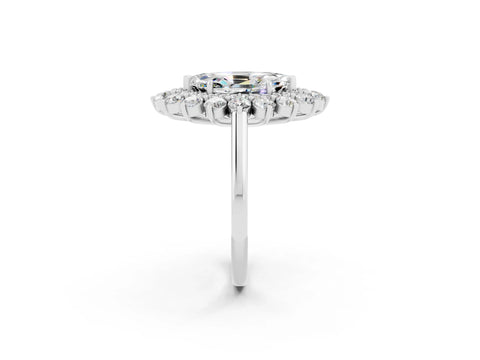 White gold Marquise Cut Halo Cluster Diamond Ring with Pave Band and Four-Prong Setting_26