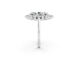 White gold Marquise Cut Halo Cluster Diamond Ring with Pave Band and Four-Prong Setting_26