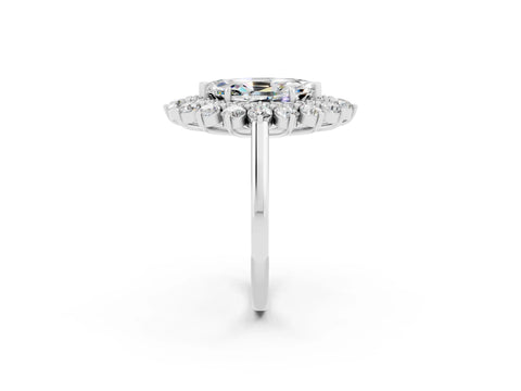 White gold Marquise Cut Halo Cluster Diamond Ring with Pave Band and Four-Prong Setting_26
