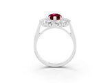 White gold Marquise Cut Halo Cluster Diamond Ring with Pave Band and Four-Prong Setting_26