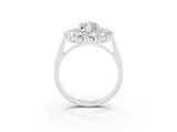 White gold Marquise Cut Halo Cluster Diamond Ring with Pave Band and Four-Prong Setting_26
