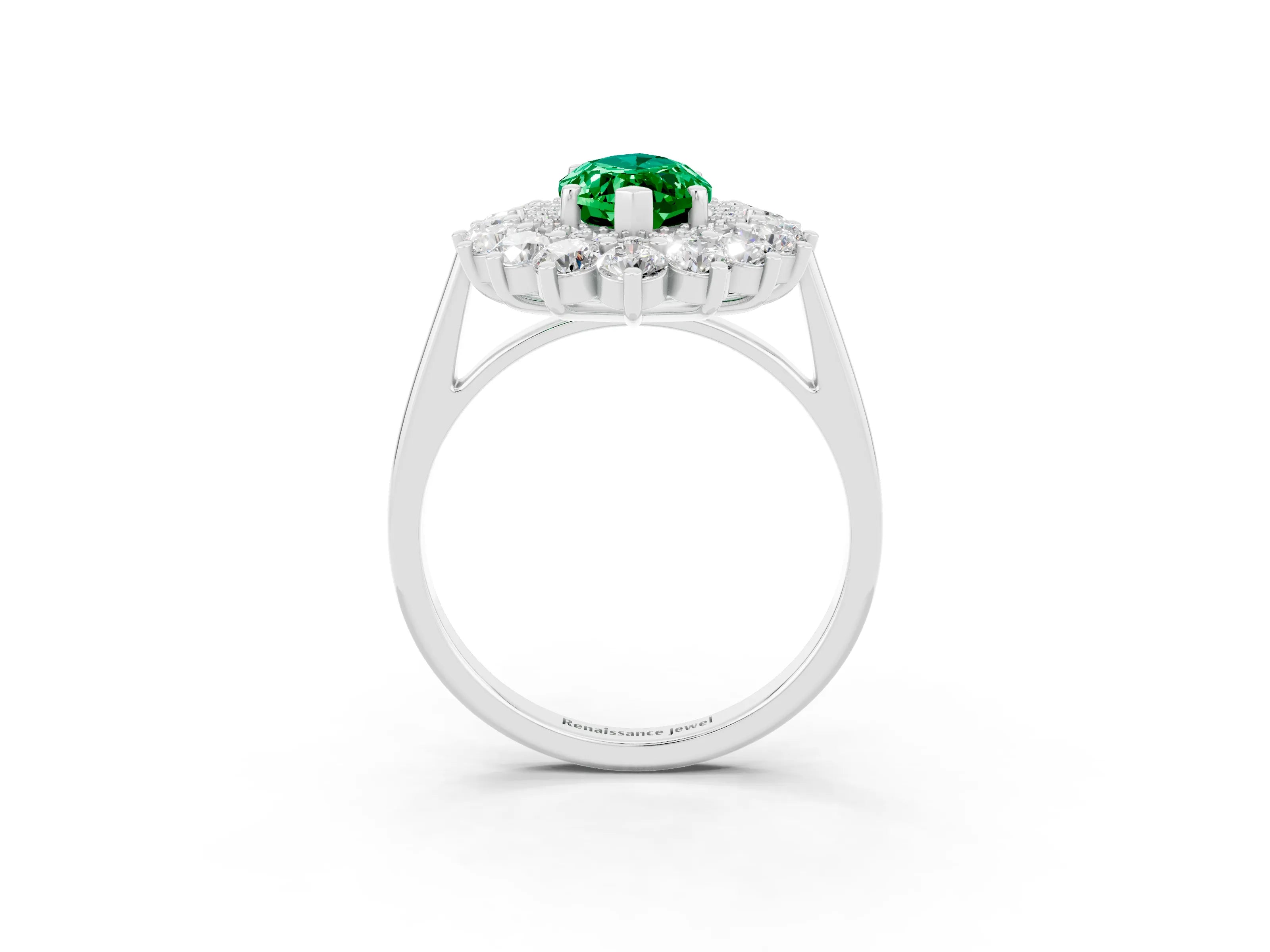 White gold Marquise Cut Halo Cluster Diamond Ring with Pave Band and Four-Prong Setting_27