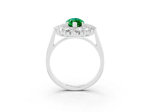 White gold Marquise Cut Halo Cluster Diamond Ring with Pave Band and Four-Prong Setting_27