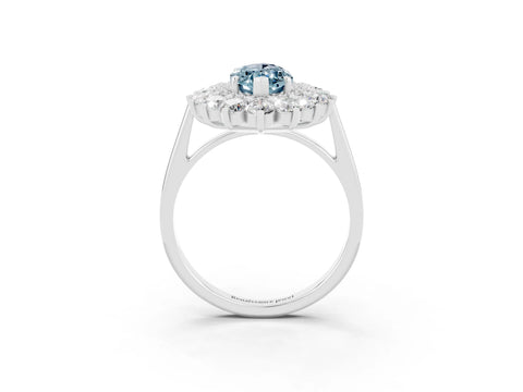 White gold Marquise Cut Halo Cluster Diamond Ring with Pave Band and Four-Prong Setting_27