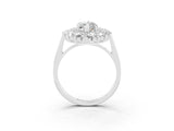 White gold Marquise Cut Halo Cluster Diamond Ring with Pave Band and Four-Prong Setting_27