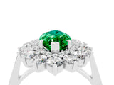 White gold Marquise Cut Halo Cluster Diamond Ring with Pave Band and Four-Prong Setting_28