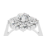 White gold Marquise Cut Halo Cluster Diamond Ring with Pave Band and Four-Prong Setting_28