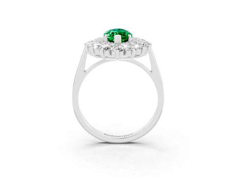White gold Marquise Cut Halo Cluster Diamond Ring with Pave Band and Four-Prong Setting_28