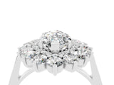 White gold Marquise Cut Halo Cluster Diamond Ring with Pave Band and Four-Prong Setting_28
