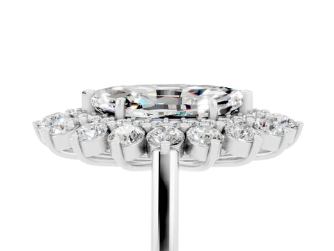 White gold Marquise Cut Halo Cluster Diamond Ring with Pave Band and Four-Prong Setting_29
