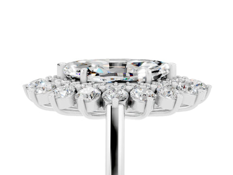 White gold Marquise Cut Halo Cluster Diamond Ring with Pave Band and Four-Prong Setting_29