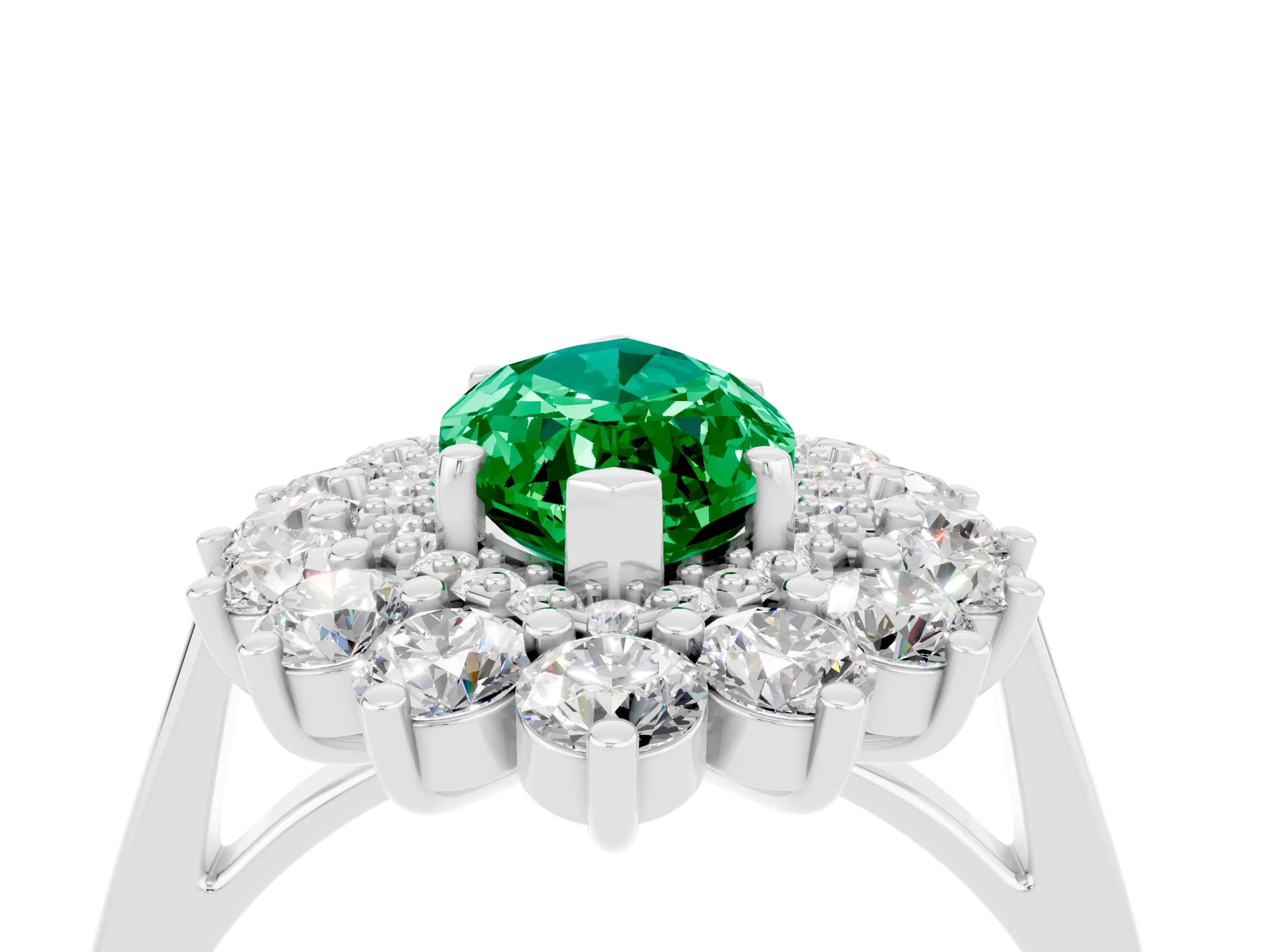 White gold Marquise Cut Halo Cluster Diamond Ring with Pave Band and Four-Prong Setting_29