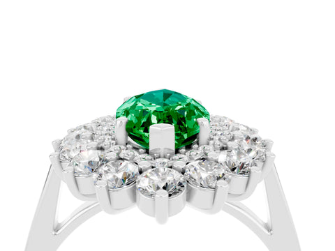 White gold Marquise Cut Halo Cluster Diamond Ring with Pave Band and Four-Prong Setting_29