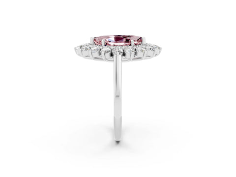 White gold Marquise Cut Halo Cluster Diamond Ring with Pave Band and Four-Prong Setting_2