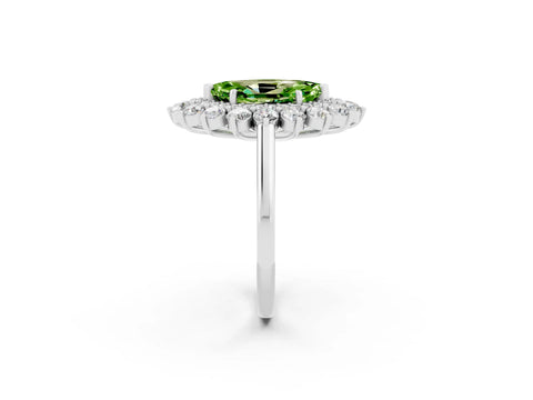 White gold Marquise Cut Halo Cluster Diamond Ring with Pave Band and Four-Prong Setting_2