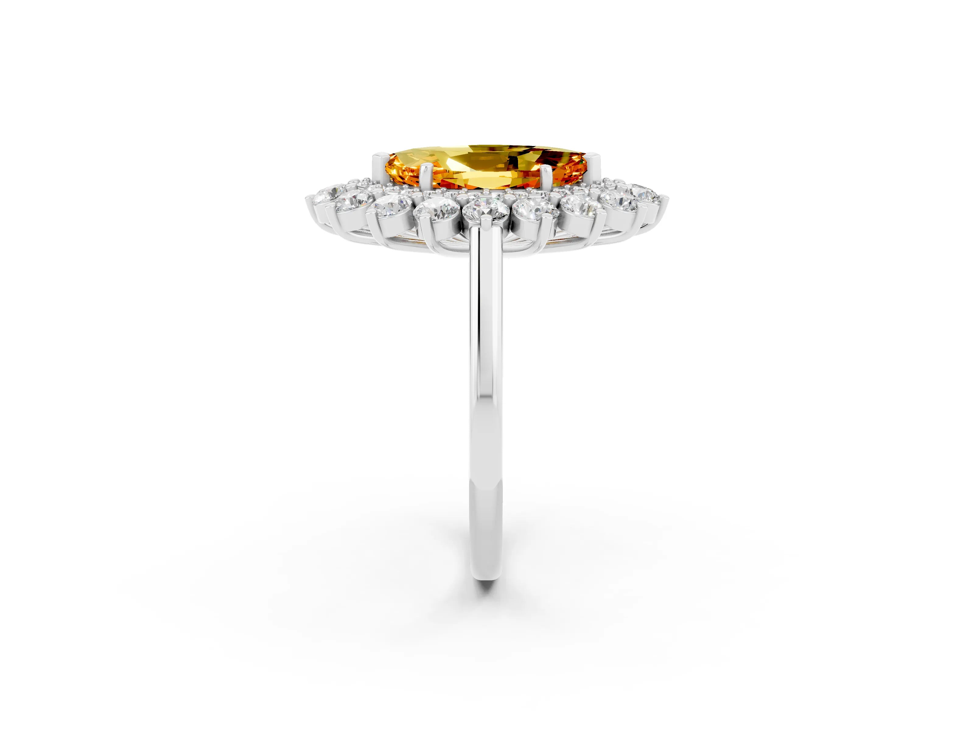 White gold Marquise Cut Halo Cluster Diamond Ring with Pave Band and Four-Prong Setting_2