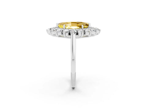 White gold Marquise Cut Halo Cluster Diamond Ring with Pave Band and Four-Prong Setting_2