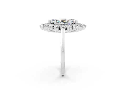 White gold Marquise Cut Halo Cluster Diamond Ring with Pave Band and Four-Prong Setting_2
