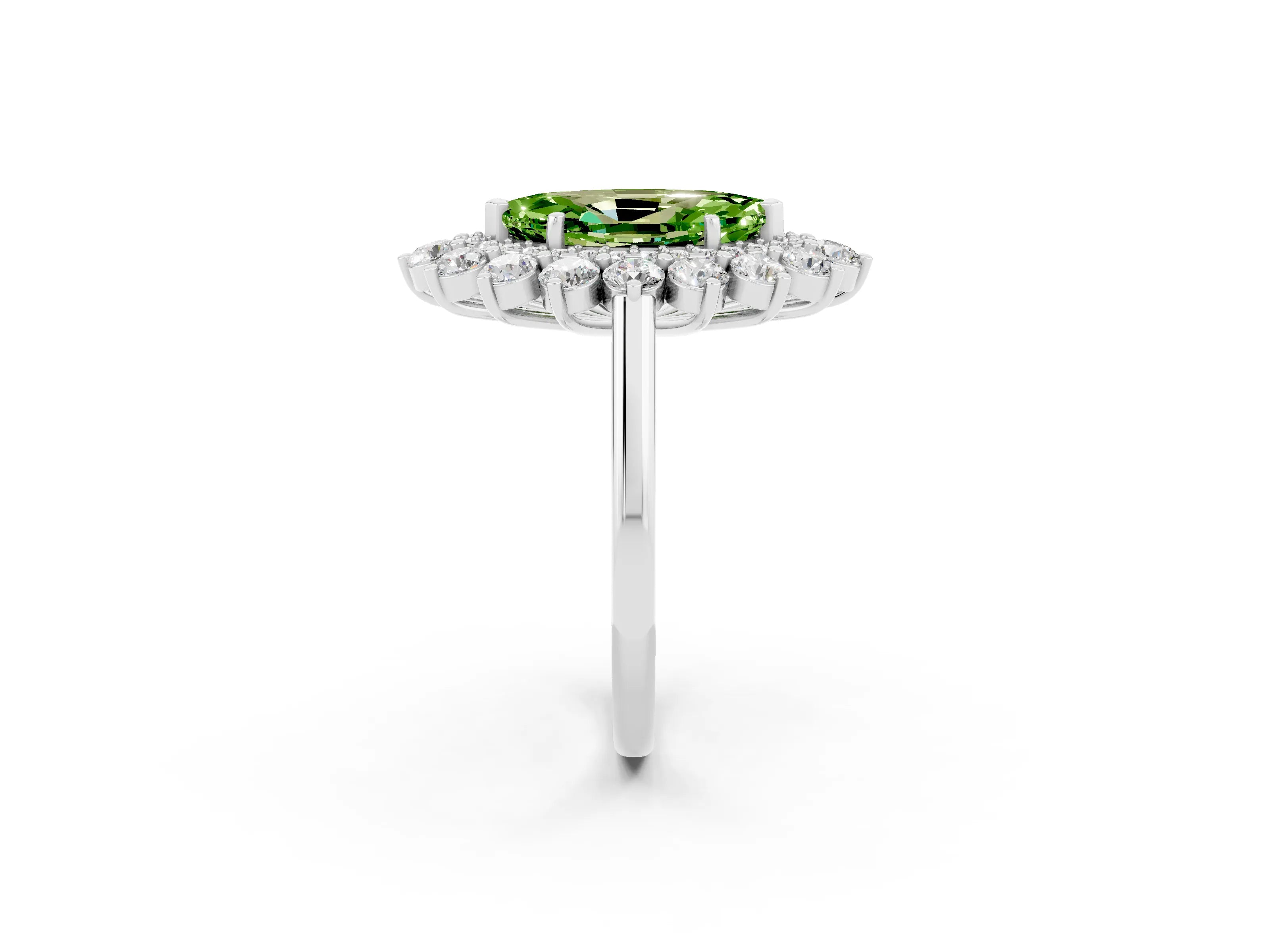 White gold Marquise Cut Halo Cluster Diamond Ring with Pave Band and Four-Prong Setting_2