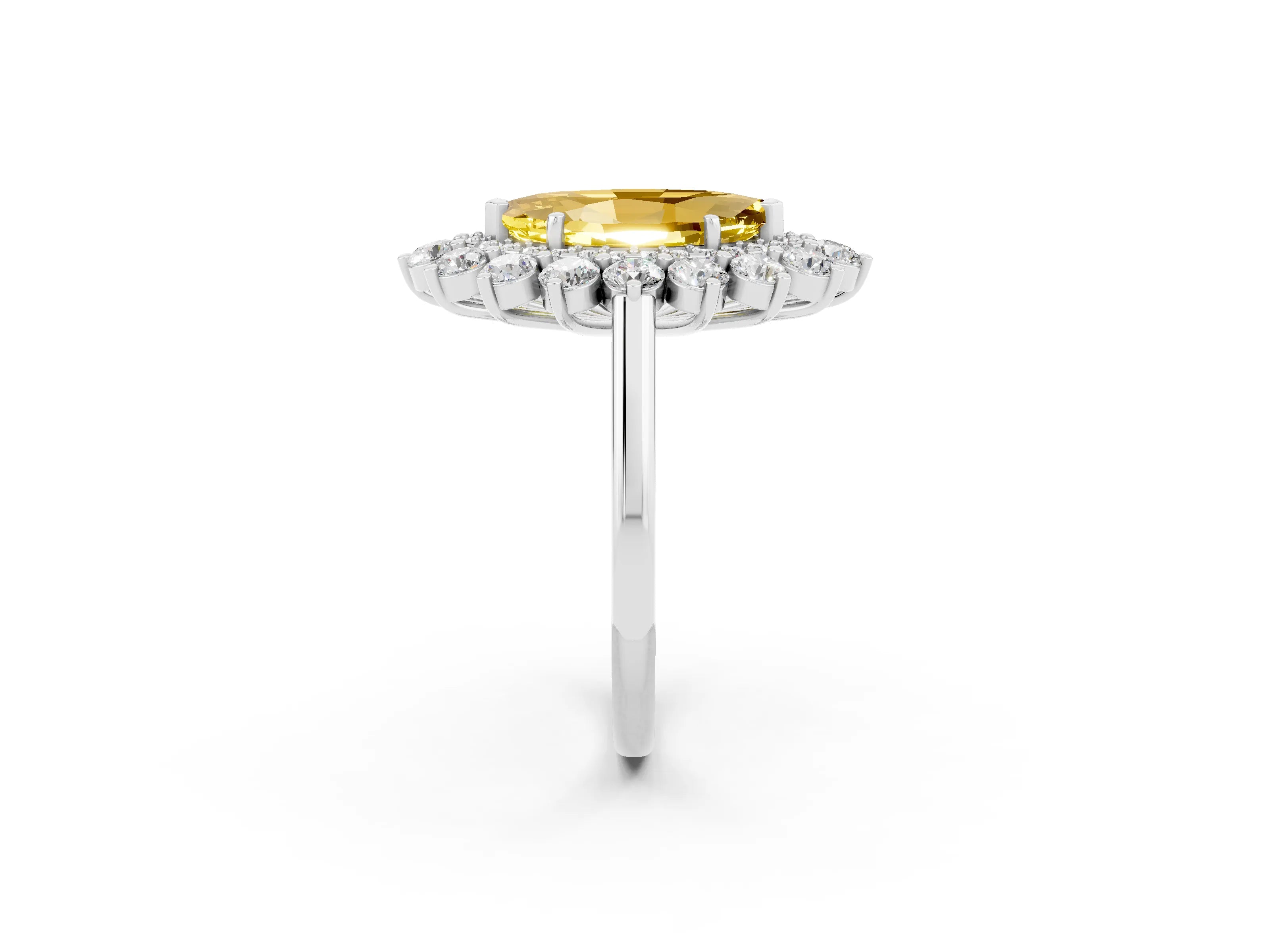 White gold Marquise Cut Halo Cluster Diamond Ring with Pave Band and Four-Prong Setting_2
